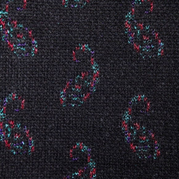 Revolve x Obey Knit Sweater Wasteland Paisley Rainbow Shimmery Cotton Black Sz M - Picture 4 of 15